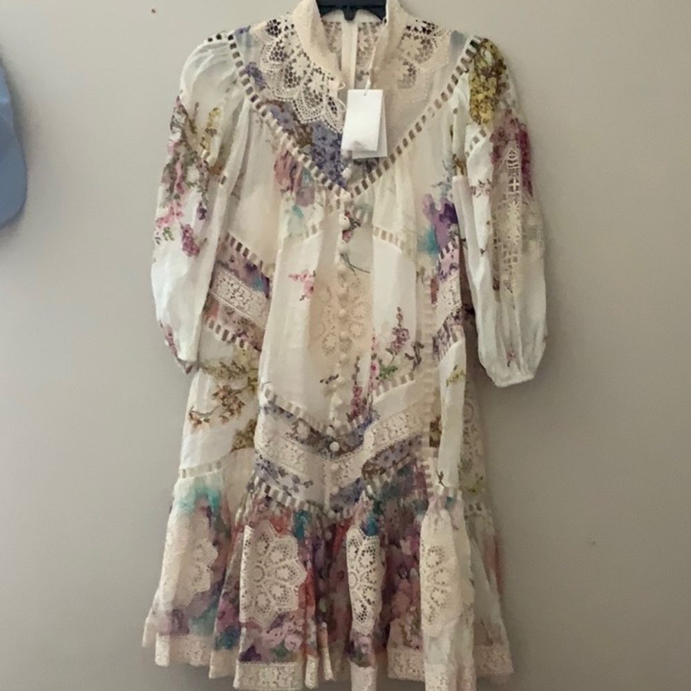 Zimmermann Jude spliced trim mini dress.